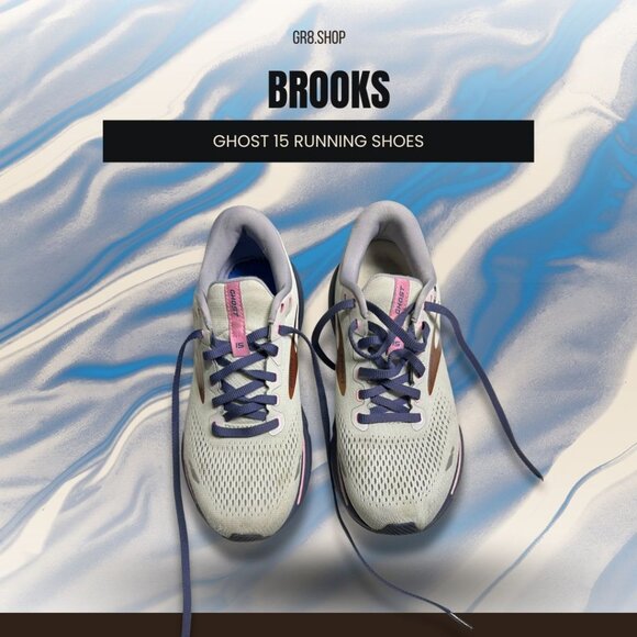Brooks Ghost 15 Running Shoes Womens Size 8 White Gold Running Sneakers Comforta - Picture 1 of 7